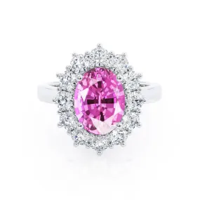 DIANA - Chatham® Pink Sapphire & Lab Diamond 950 Platinum Halo