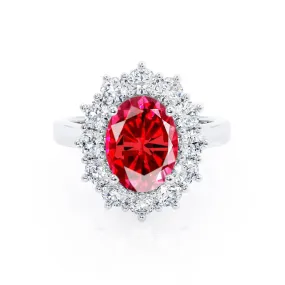 DIANA - Chatham® Ruby & Lab Diamond 18k White Gold Halo