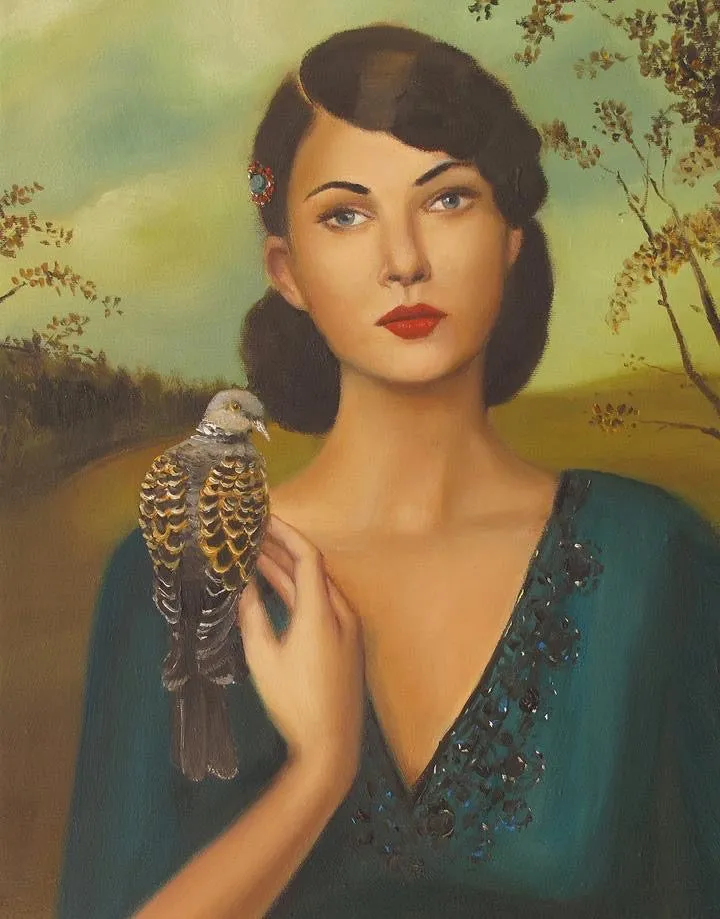 Elspeth With Her Turtledove 11x14 - Janet Hill Studio Art Print