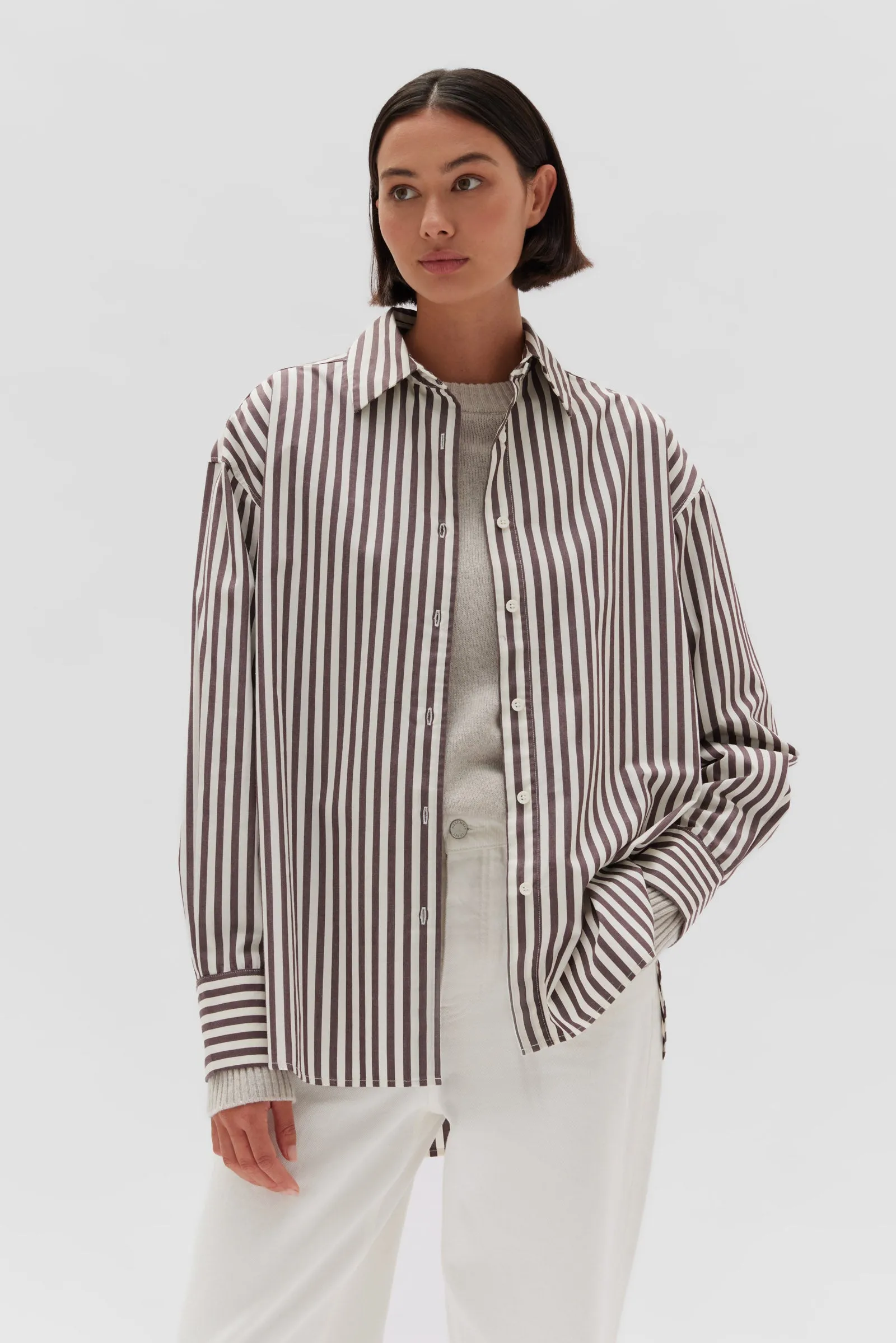 Everyday Poplin Shirt Bordeaux Stripe