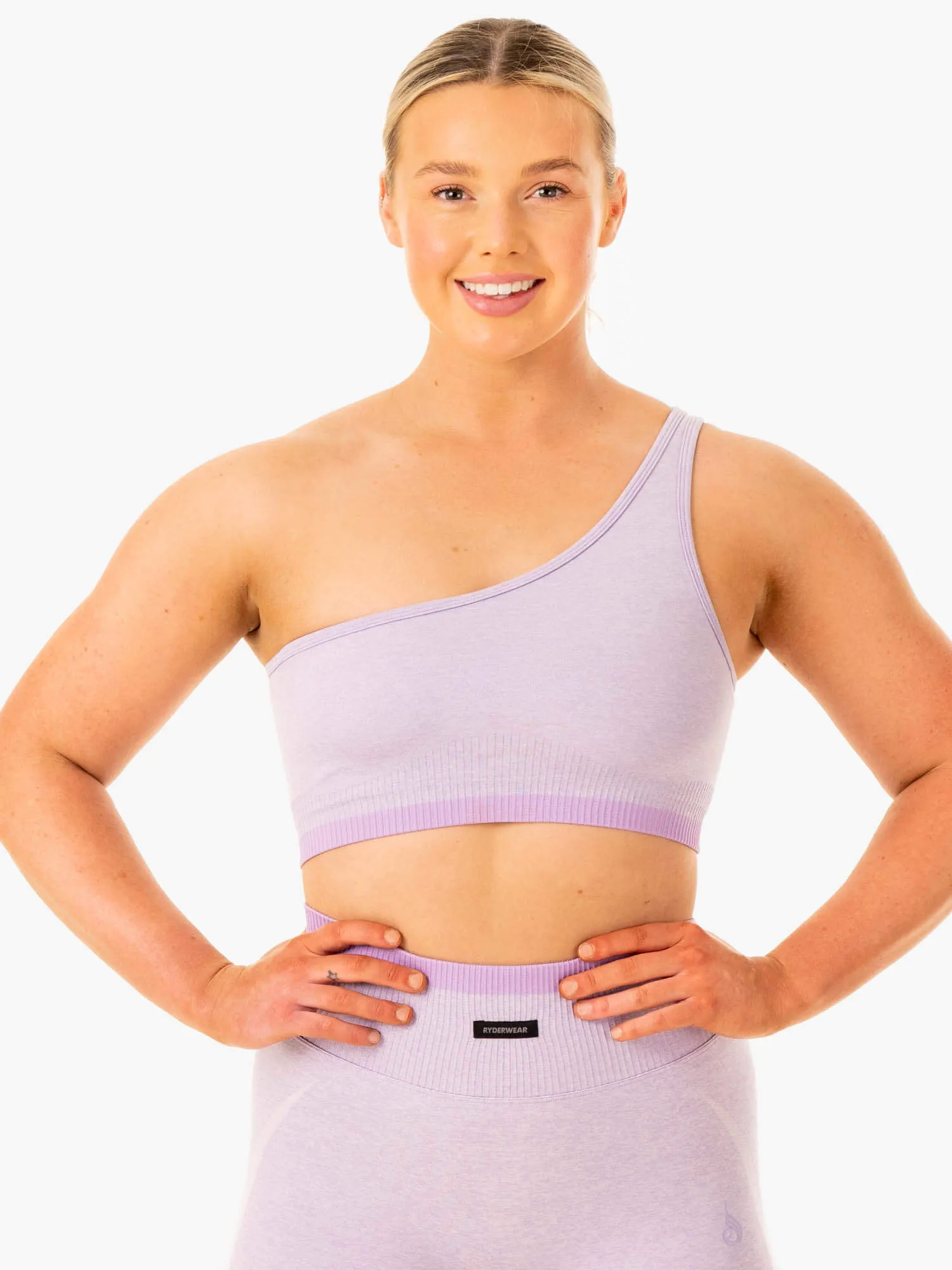 Excel Seamless One Shoulder Sports Bra - Lavender Marl