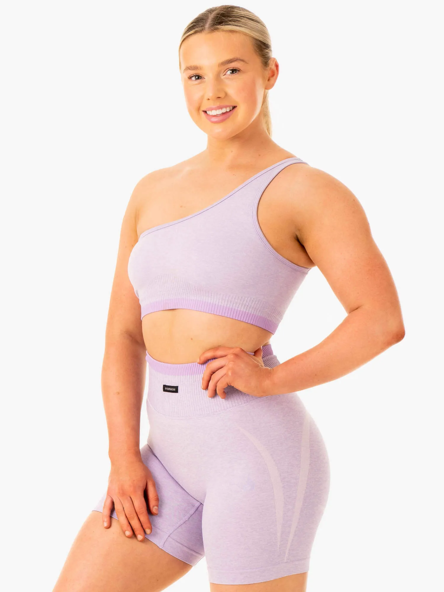 Excel Seamless One Shoulder Sports Bra - Lavender Marl