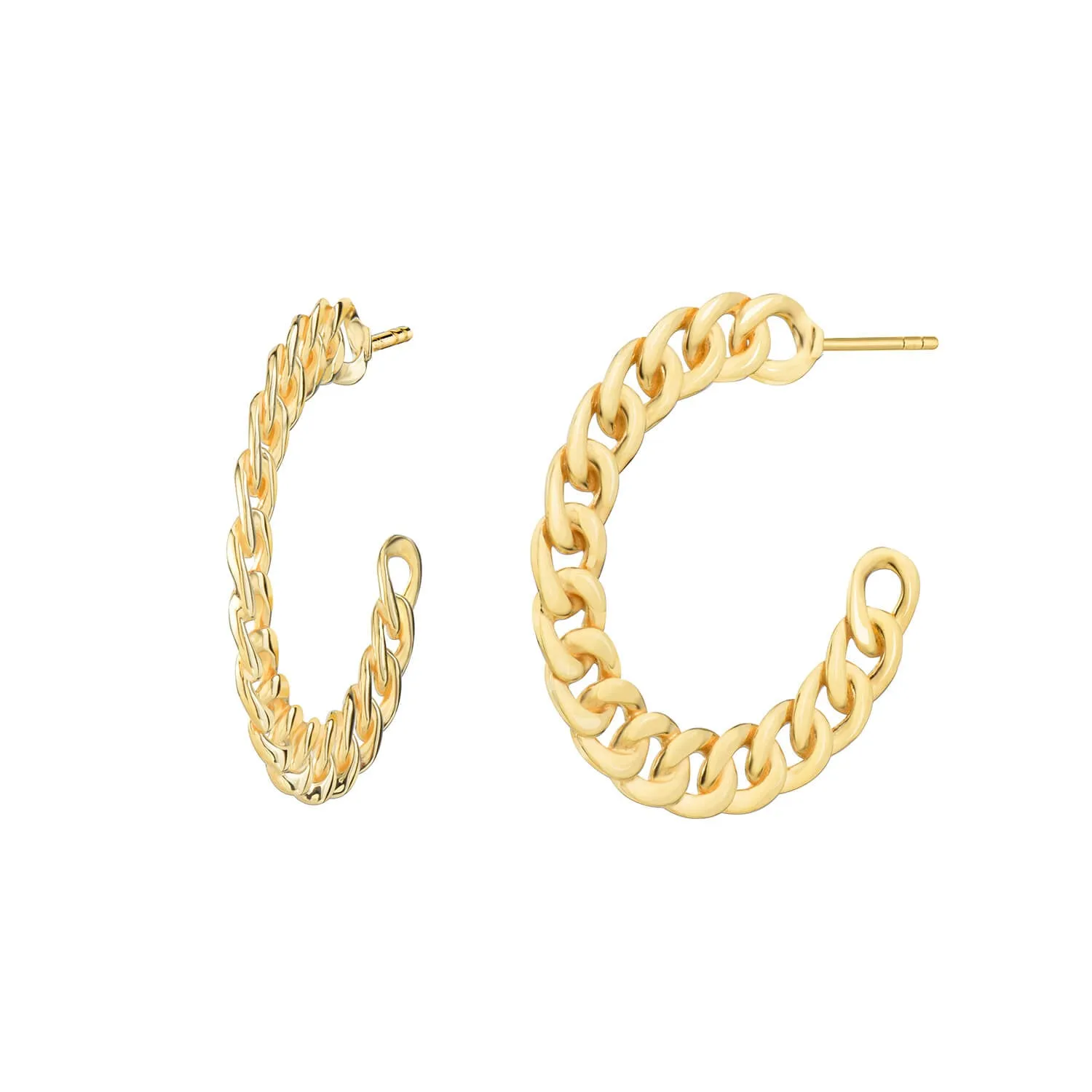 Flat Curb Link Hoop Earrings