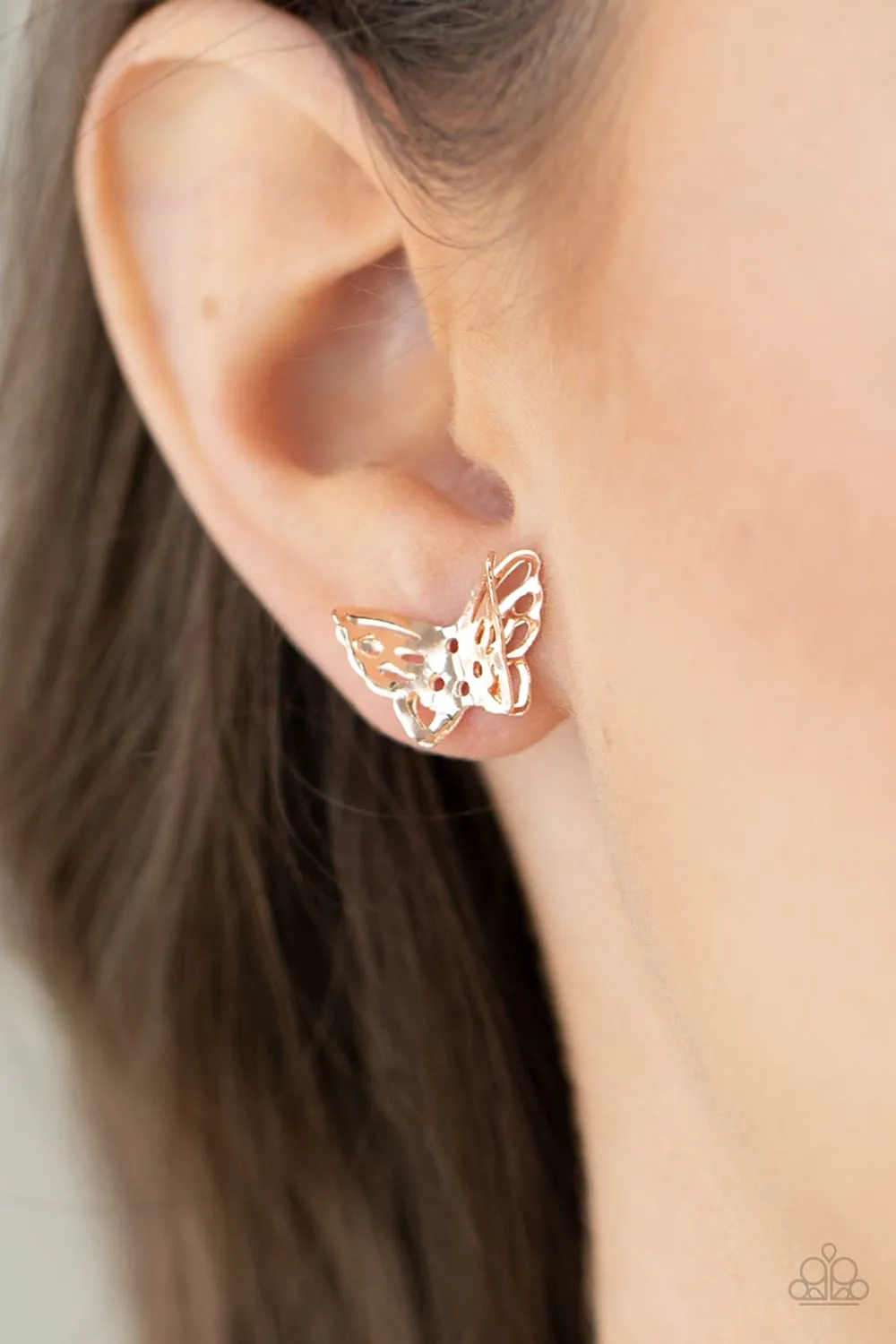 Flutter Fantasy - Rose Gold Post Earring