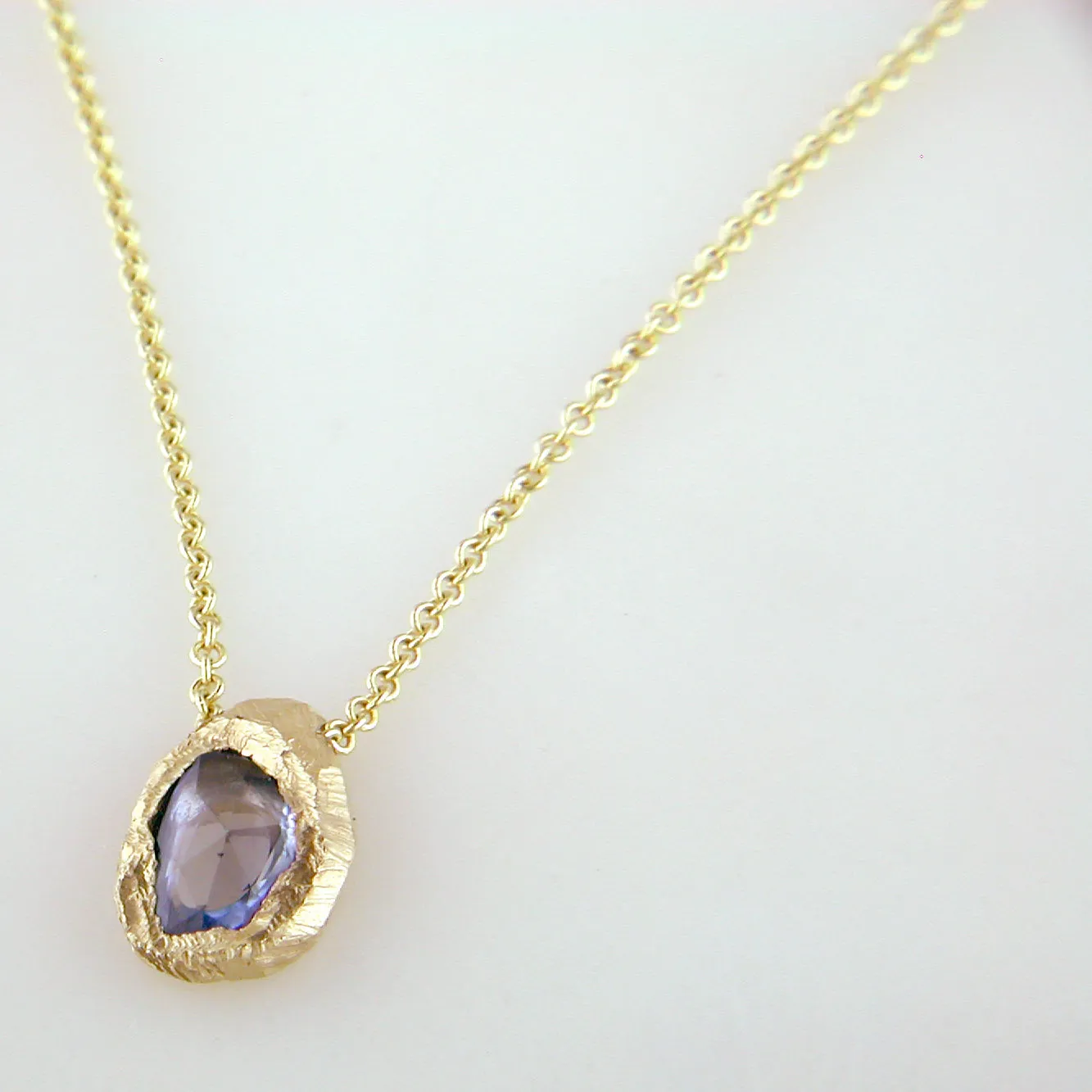 Freeform Blue Sapphire Handmade Pendant Necklace