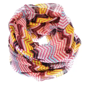 Fuchsia/Turquoise Peach Couture Modern Radiant Multicolored Chevron Geometric Infinity Loop Scarf