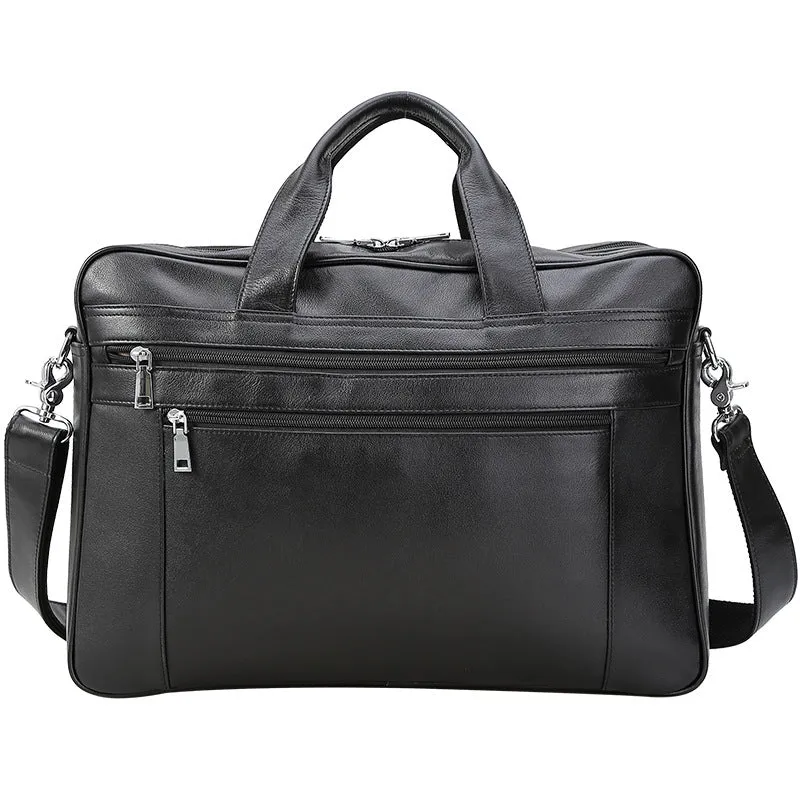 Full Grain Leather Briefcase Men Handbag 17 Inch Laptop Bag Business Shoulder Messenger Bag