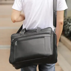 Full Grain Leather Briefcase Men Handbag 17 Inch Laptop Bag Business Shoulder Messenger Bag