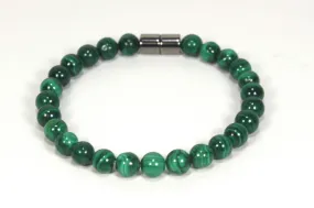 Genuine Malachite Bracelet for Men/Women Energy Protection Healing Crystal Bracelet with Magnet Clasp - Deep Healing - Heart Chakra Shield