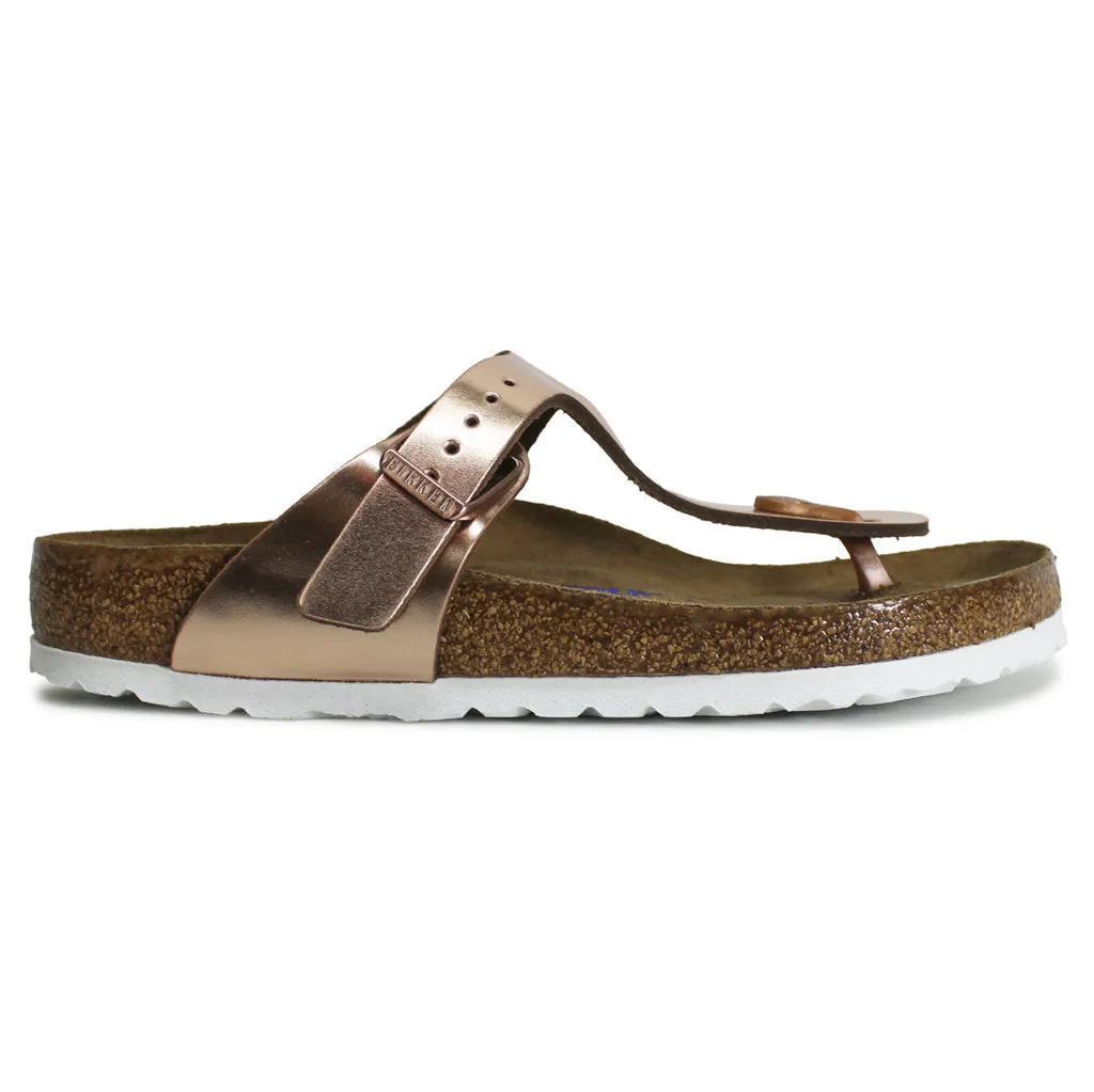 Gizeh Metallic Copper Women's Leather Soft Footbed  Toe Post Sandals