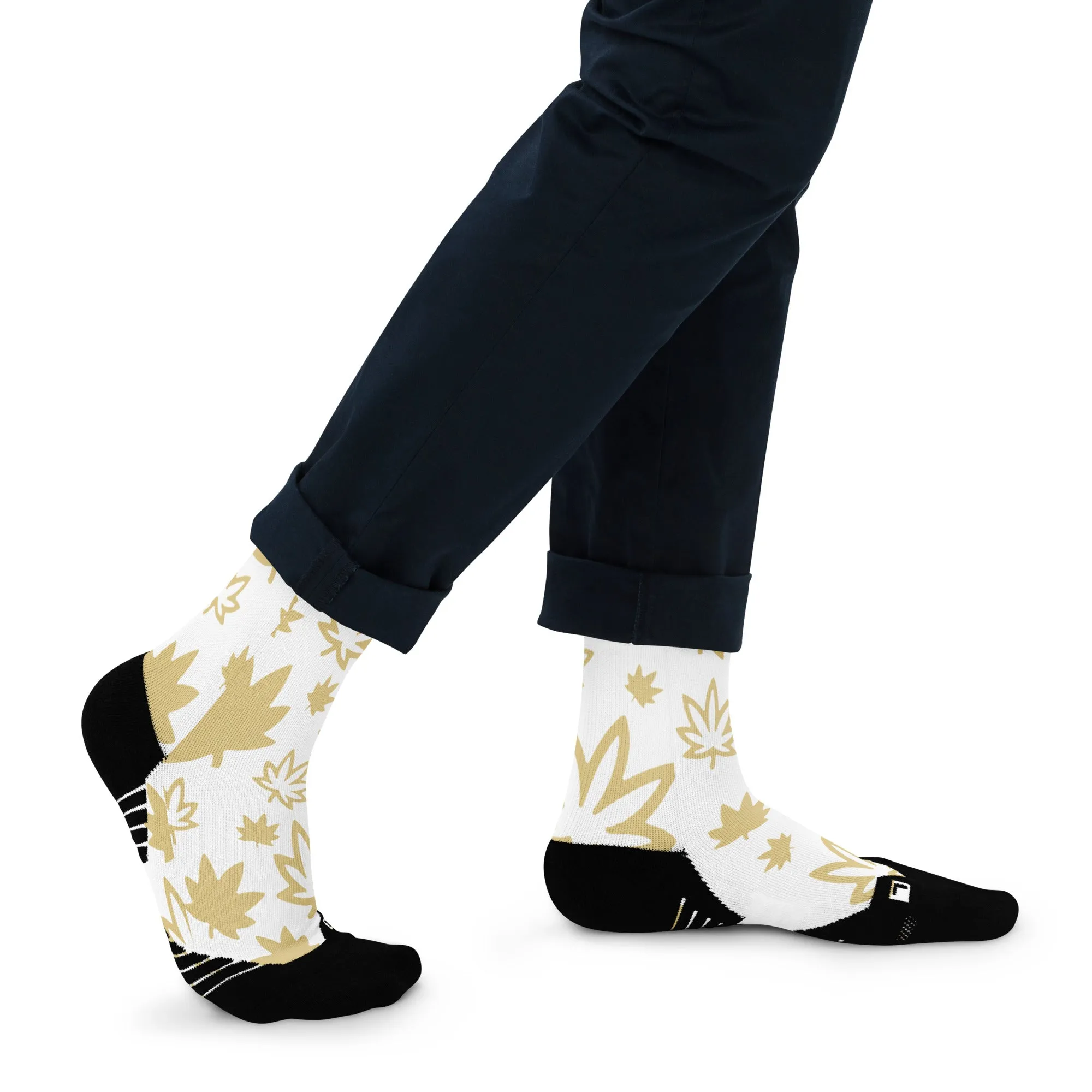 Gold leaf on white Basketball socks