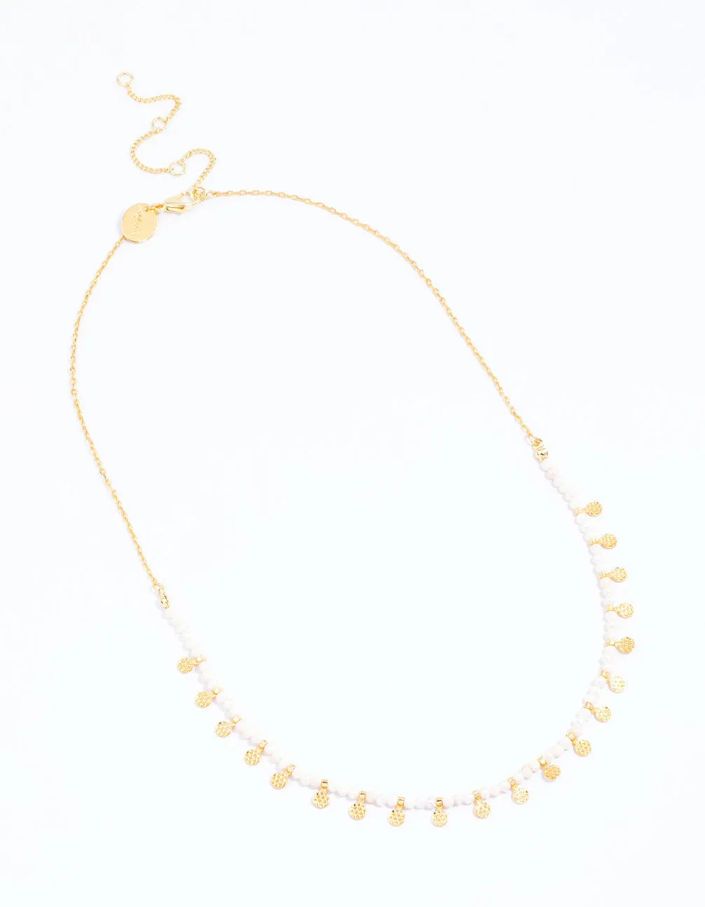 Gold Plated Mini Freshwater Pearl Disc Station Necklace