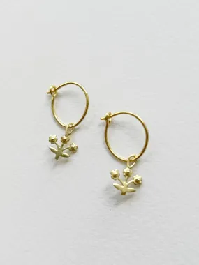 Gold Posie Hoop Earrings