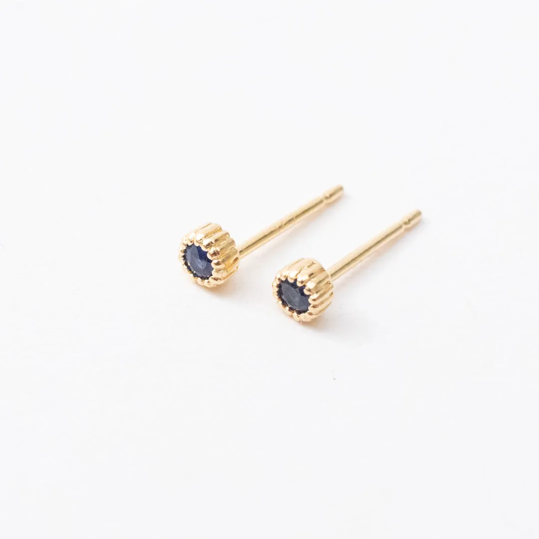 Gold Vermeil & Blue Sapphire Milgrain Studs