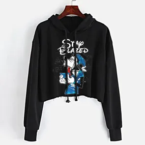 Goofy Space Adventure Crop Top Hoodie