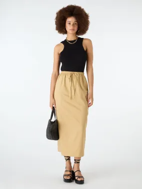 Indigo Cargo Midi Skirt in Beige