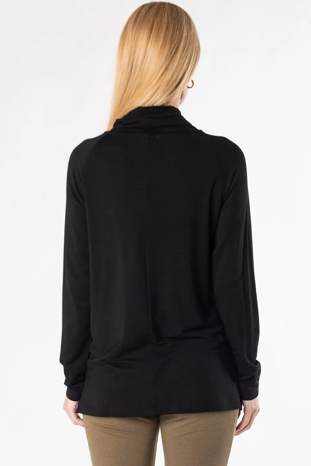 Iris Shawl Collar Bamboo Tunic - Black