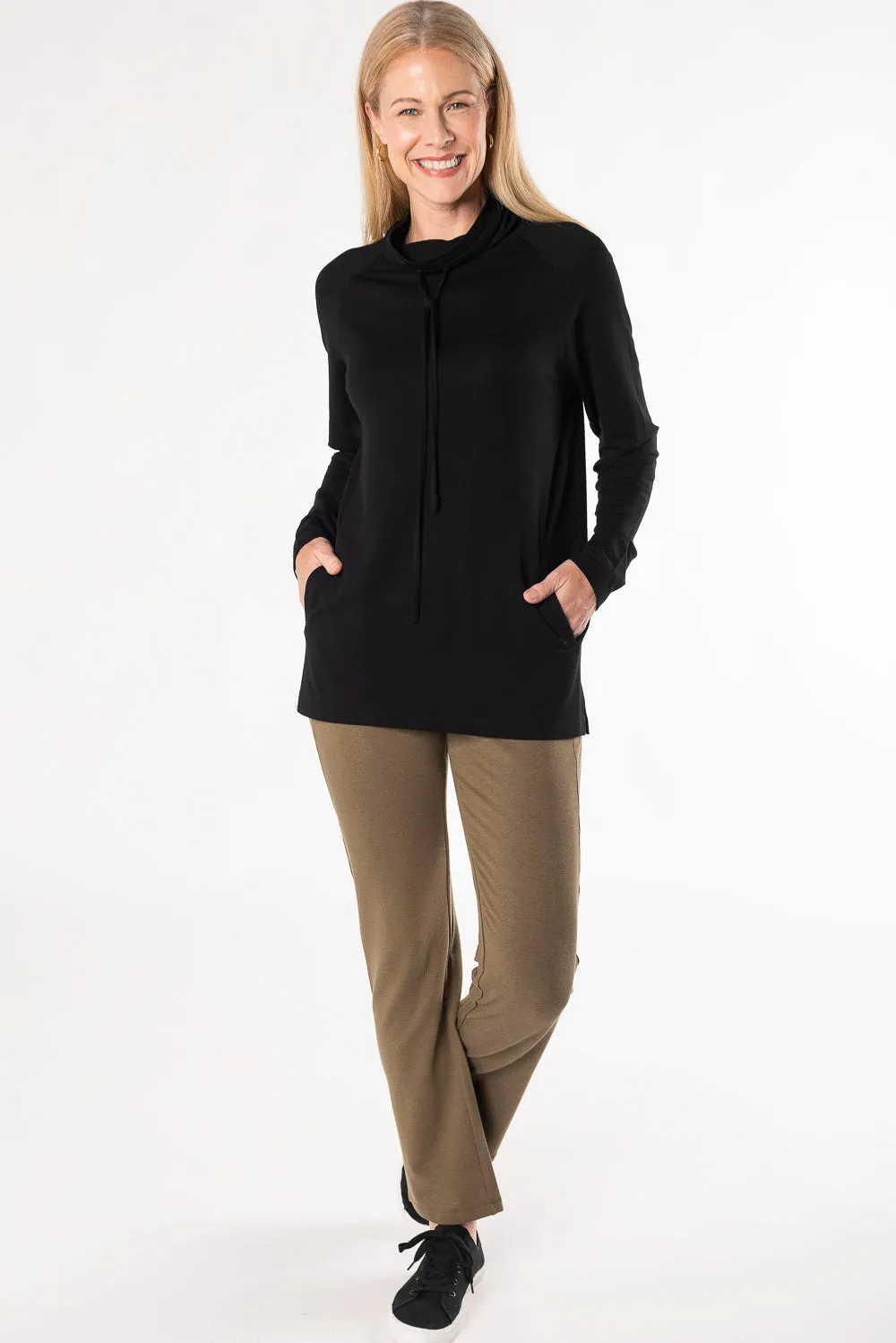 Iris Shawl Collar Bamboo Tunic - Black