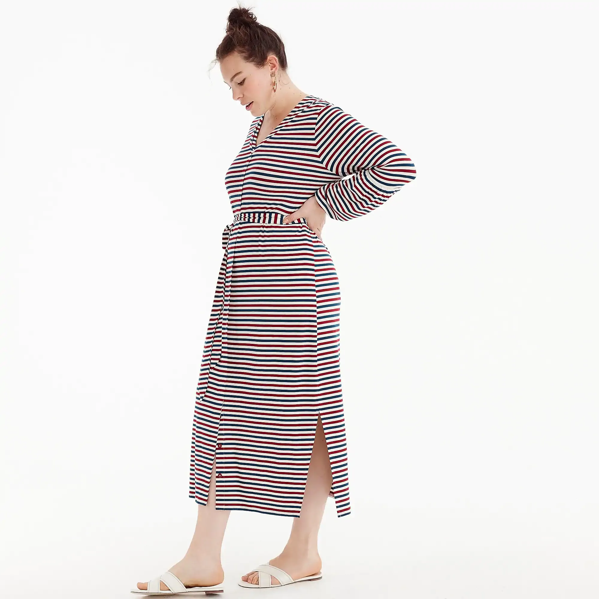 J.crew Universal Standard for J.Crew jersey long-sleeve maxi dress in stripe