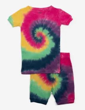 Kids Cotton Short Girl Swirl Tie Dye Pajamas