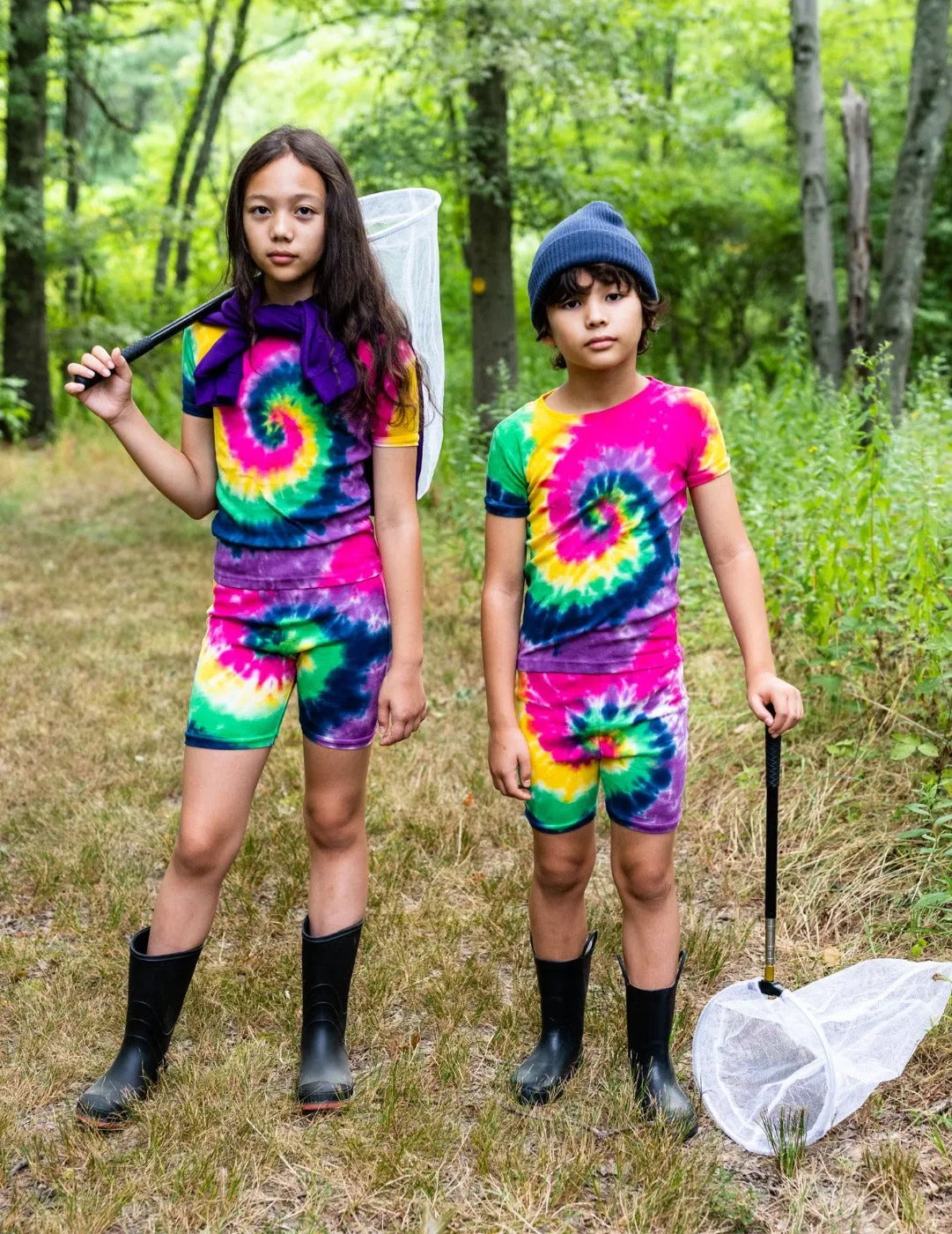 Kids Cotton Short Girl Swirl Tie Dye Pajamas