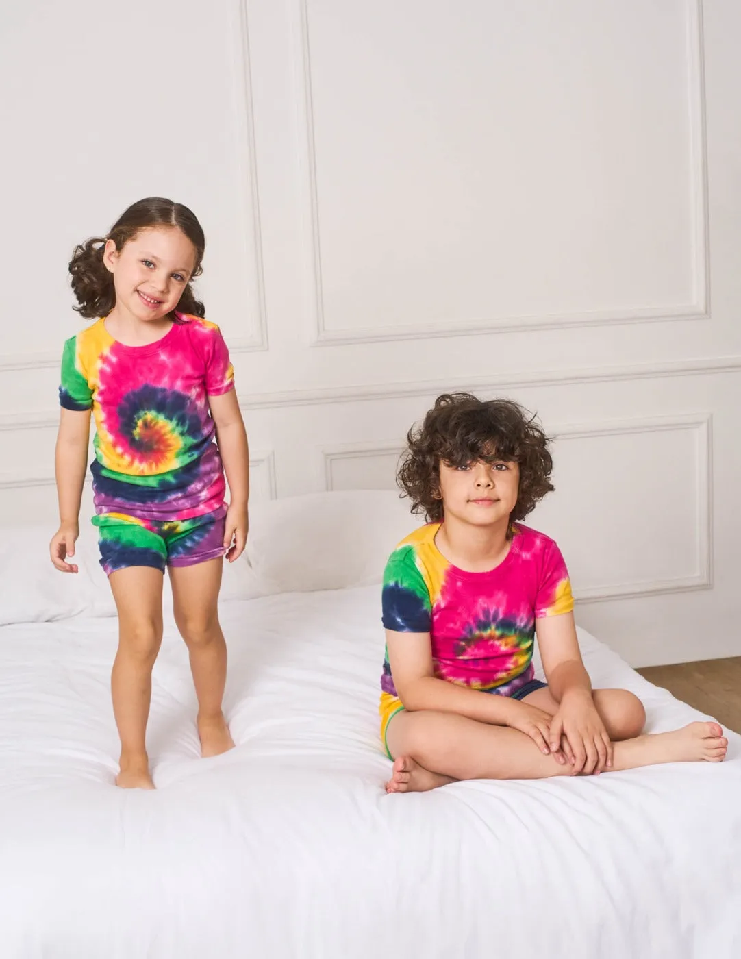 Kids Cotton Short Girl Swirl Tie Dye Pajamas