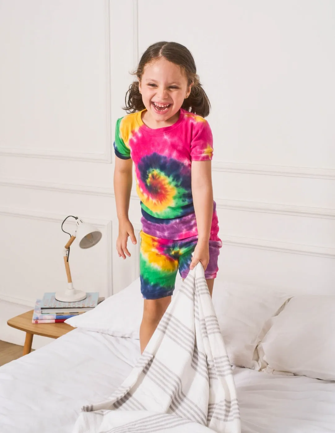 Kids Cotton Short Girl Swirl Tie Dye Pajamas