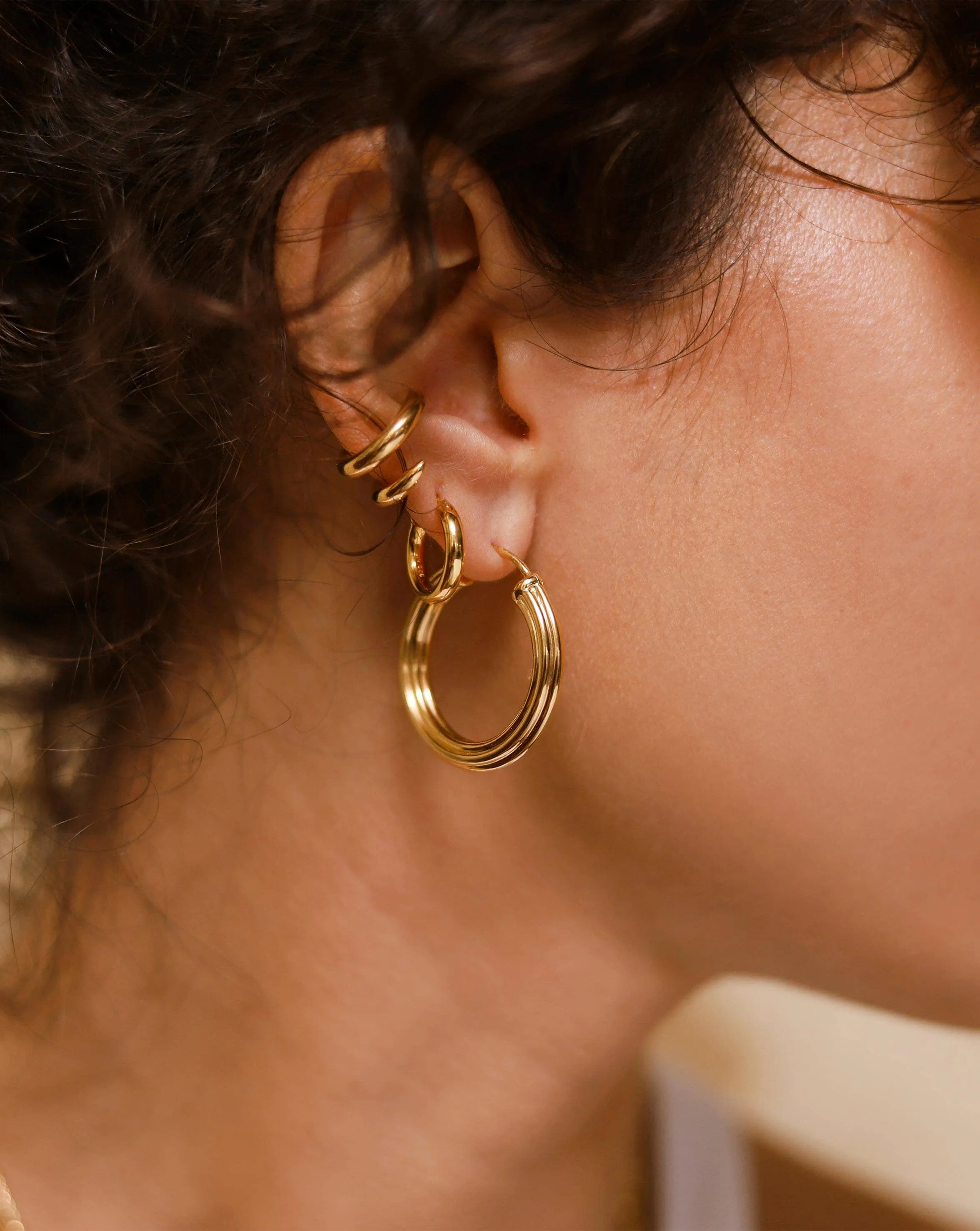 Large Ridge Hoop Earrings