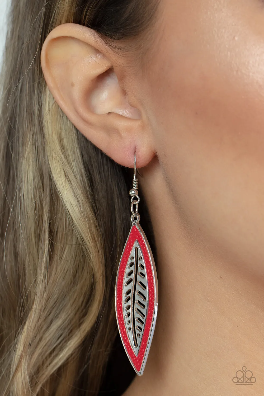 Leather Lagoon - Red Earring