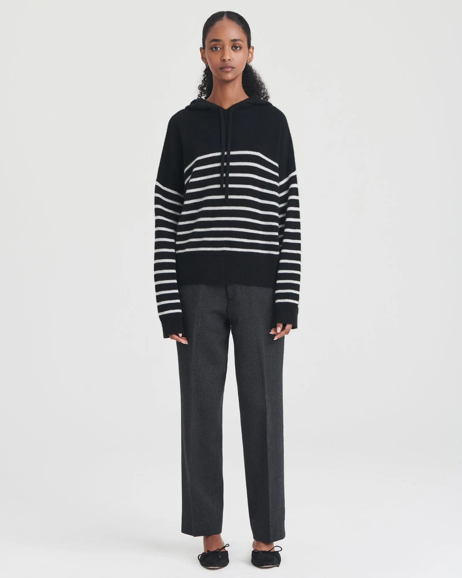 Lightweight Striped Cashmere Oversized Hoodie