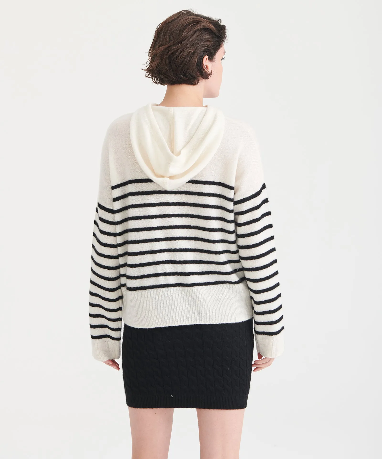 Lightweight Striped Cashmere Oversized Hoodie