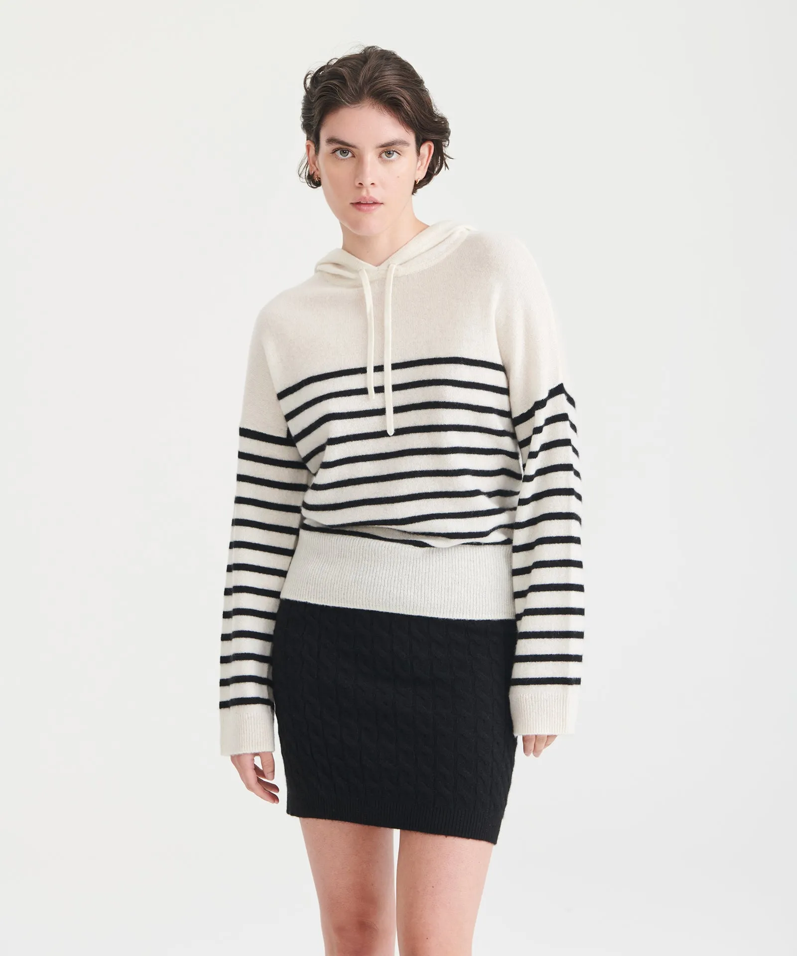 Lightweight Striped Cashmere Oversized Hoodie