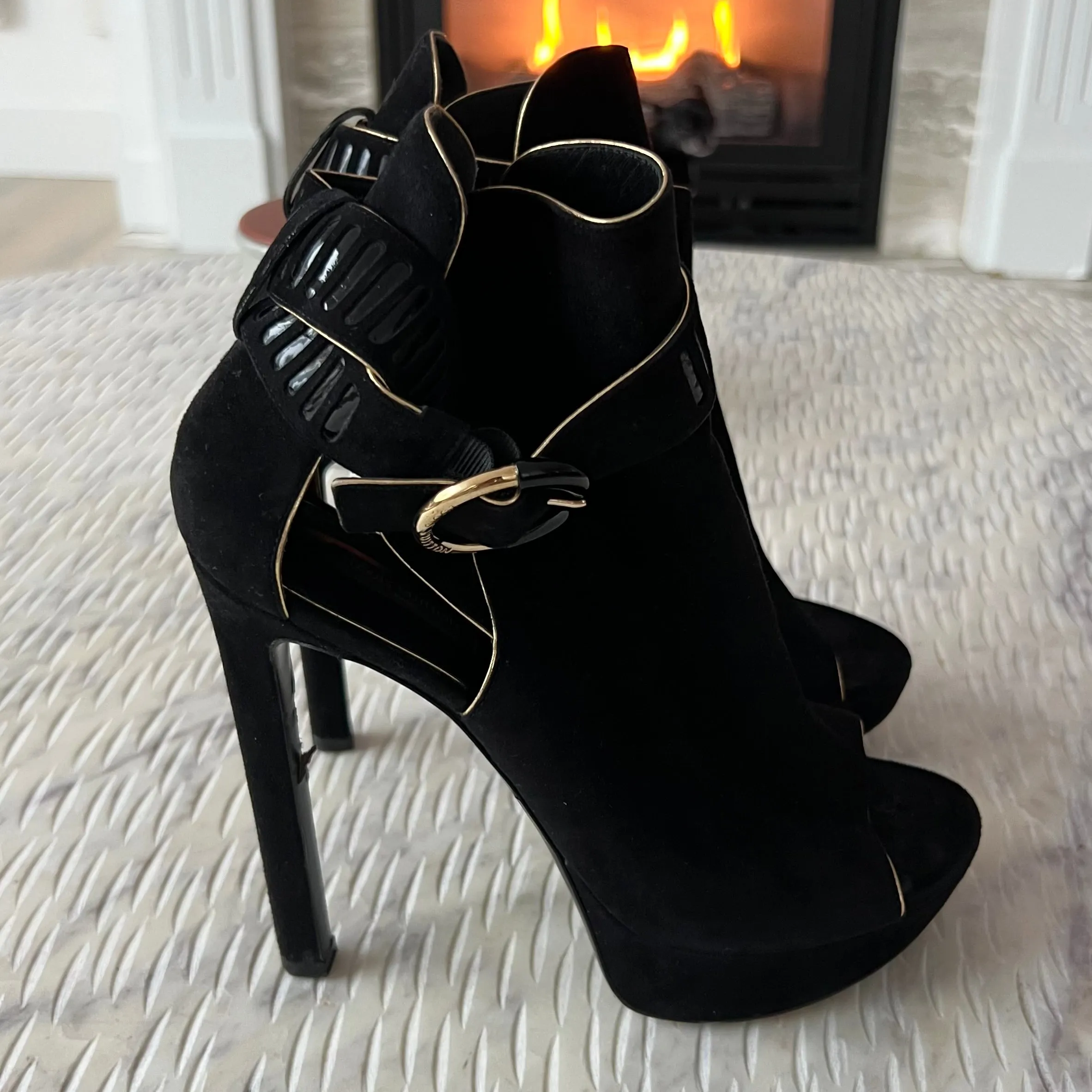 Louis Vuitton Black Suede Heels