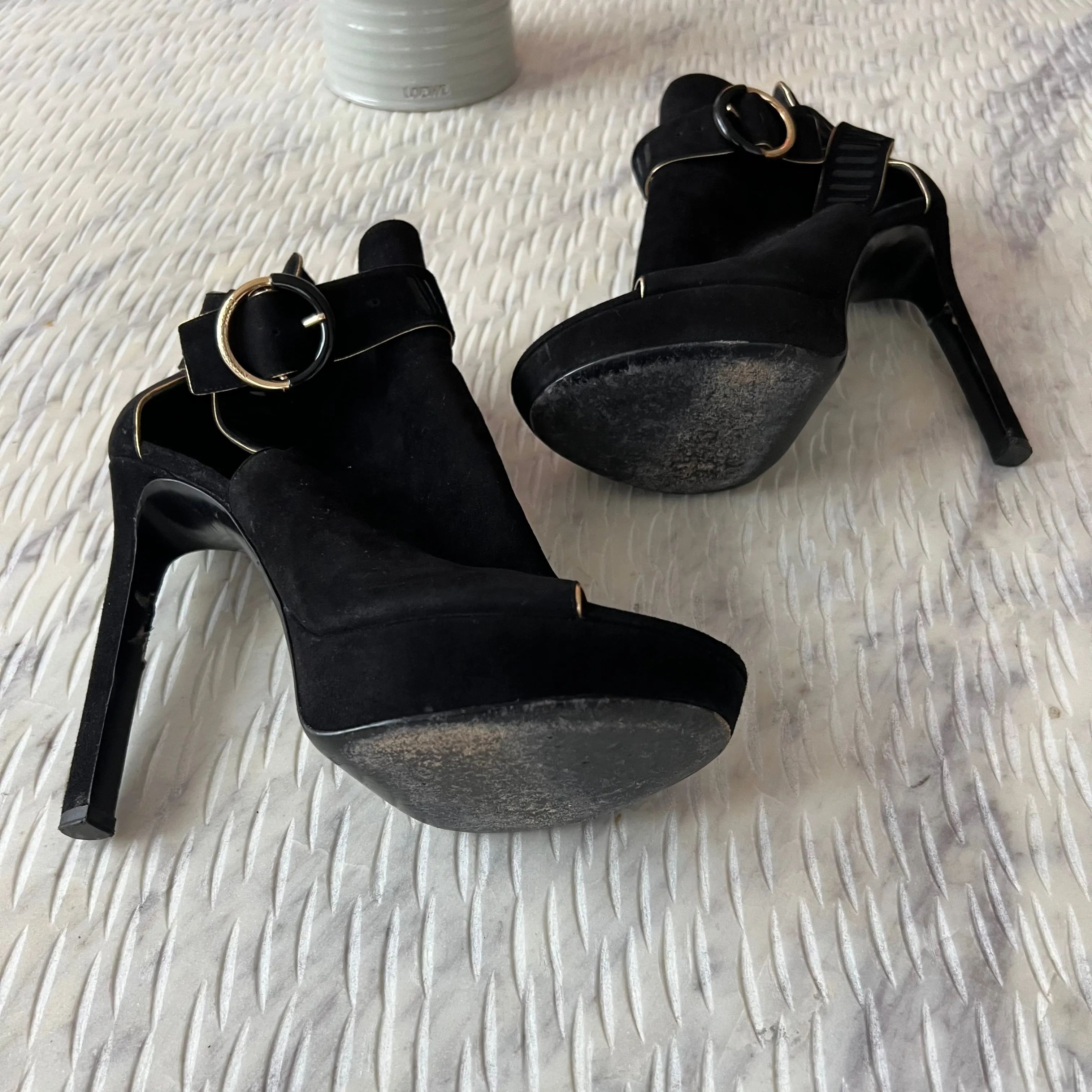 Louis Vuitton Black Suede Heels