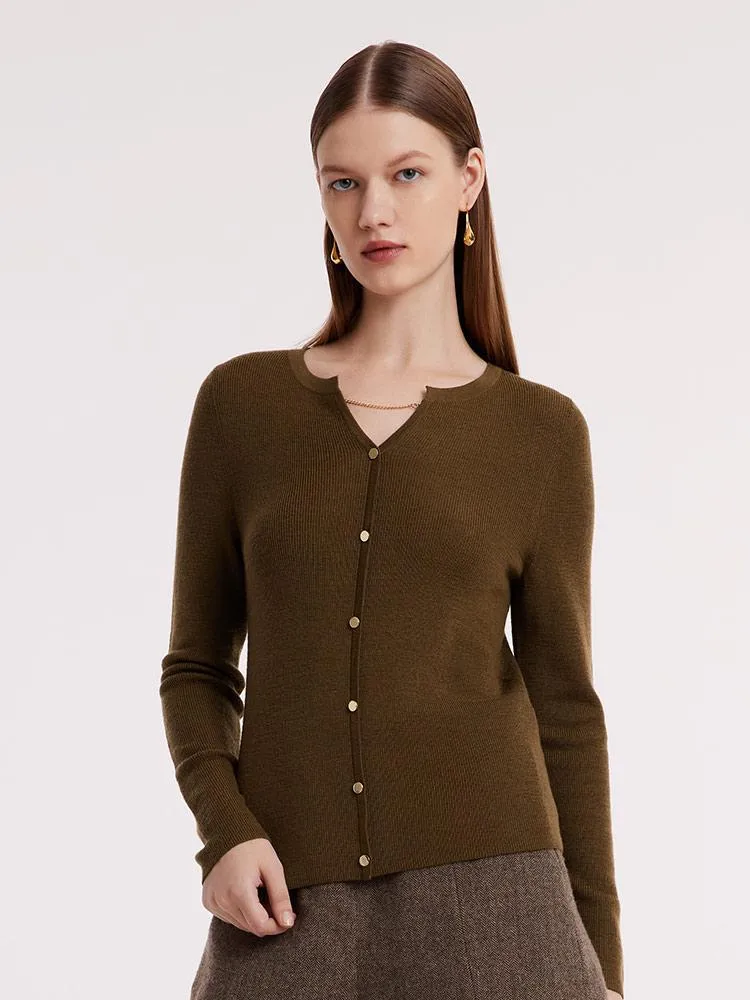 Machine Washable Wool V-Neck Women Sweater