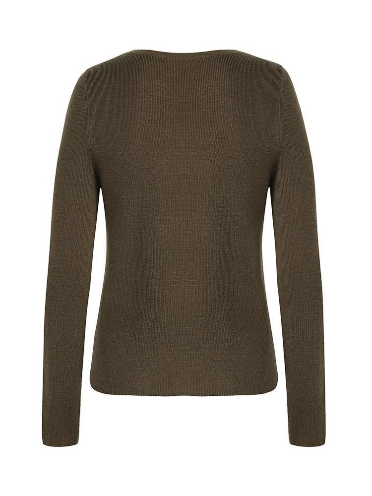 Machine Washable Wool V-Neck Women Sweater