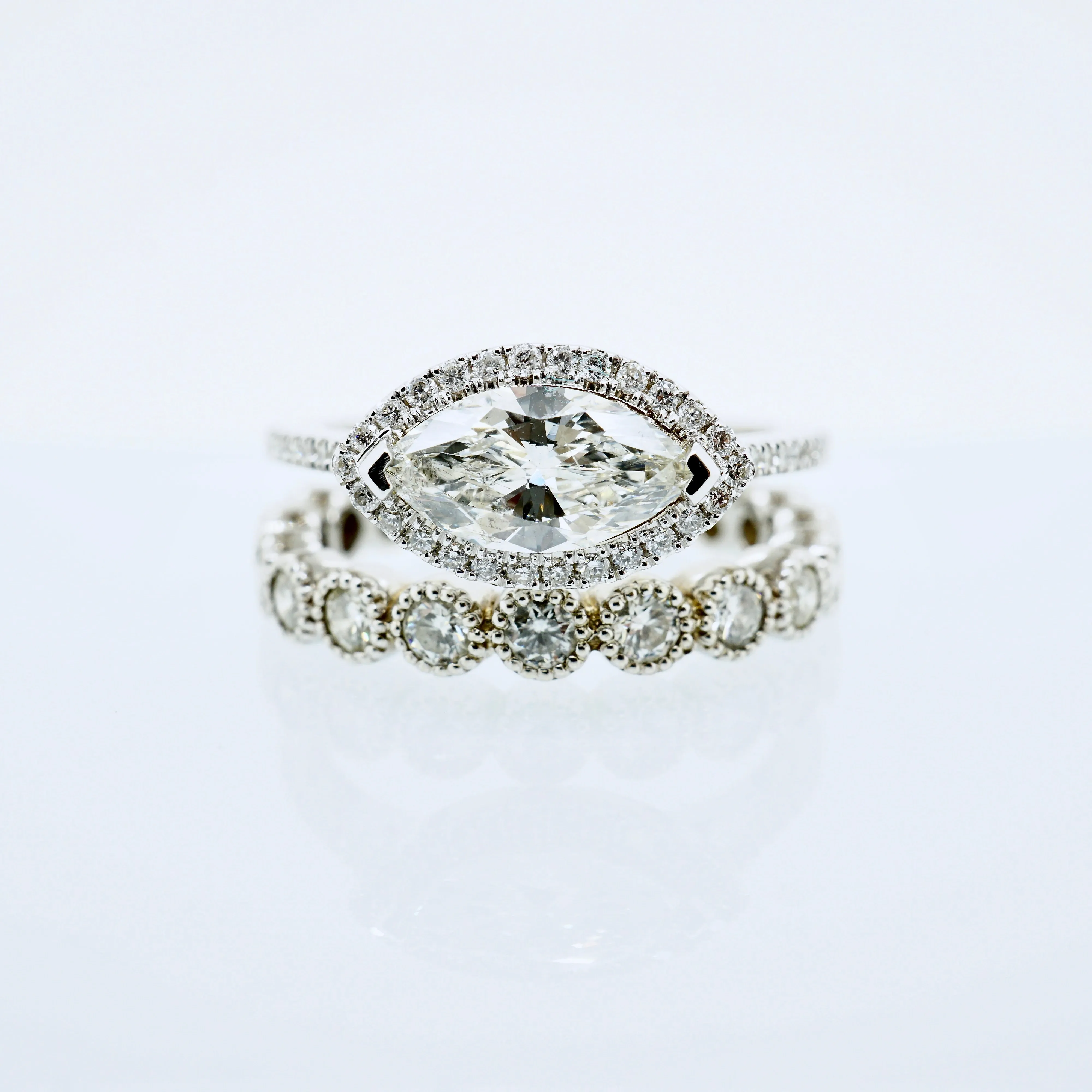 Marquise Diamond Engagement Ring, Marquise Diamond Halo Ring