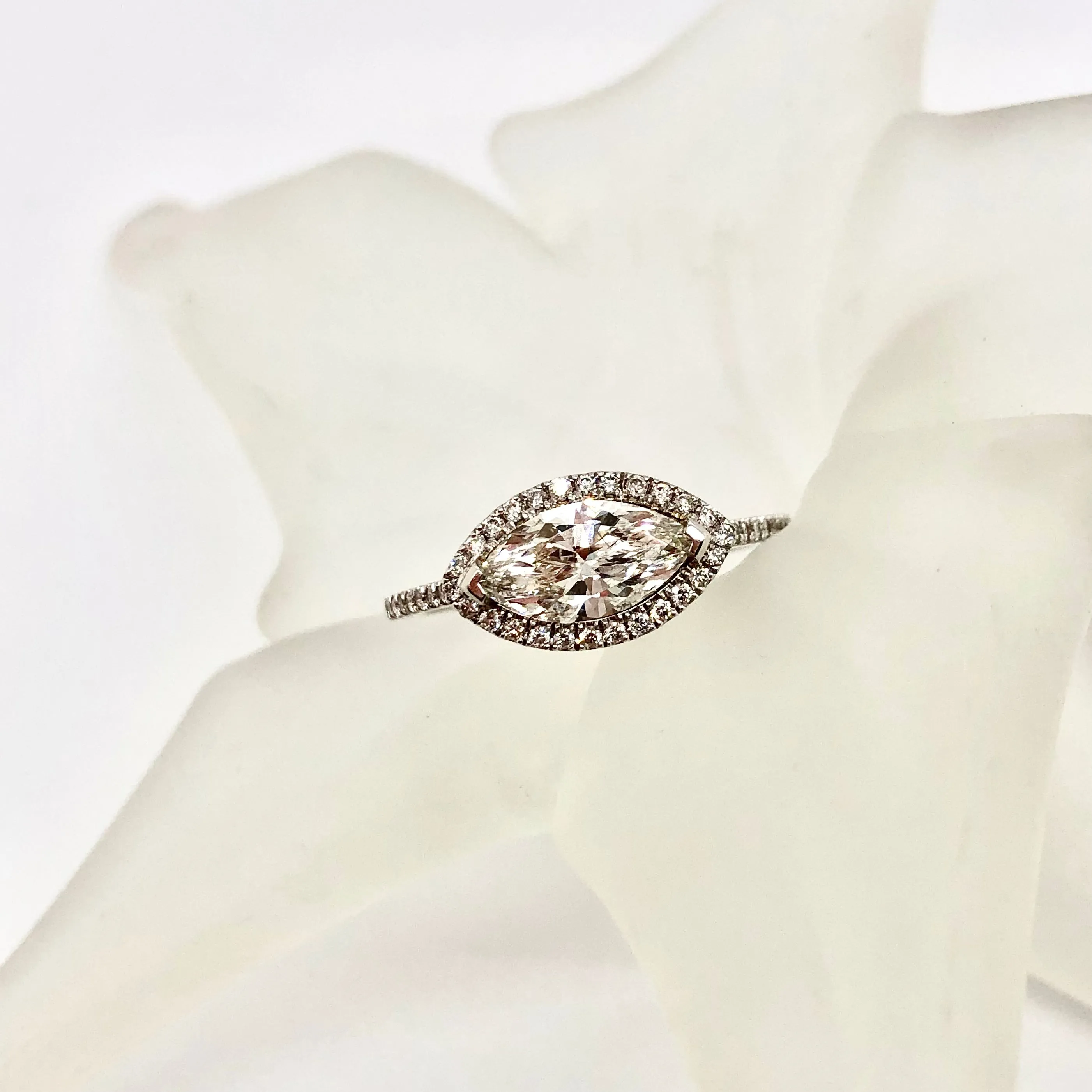 Marquise Diamond Engagement Ring, Marquise Diamond Halo Ring