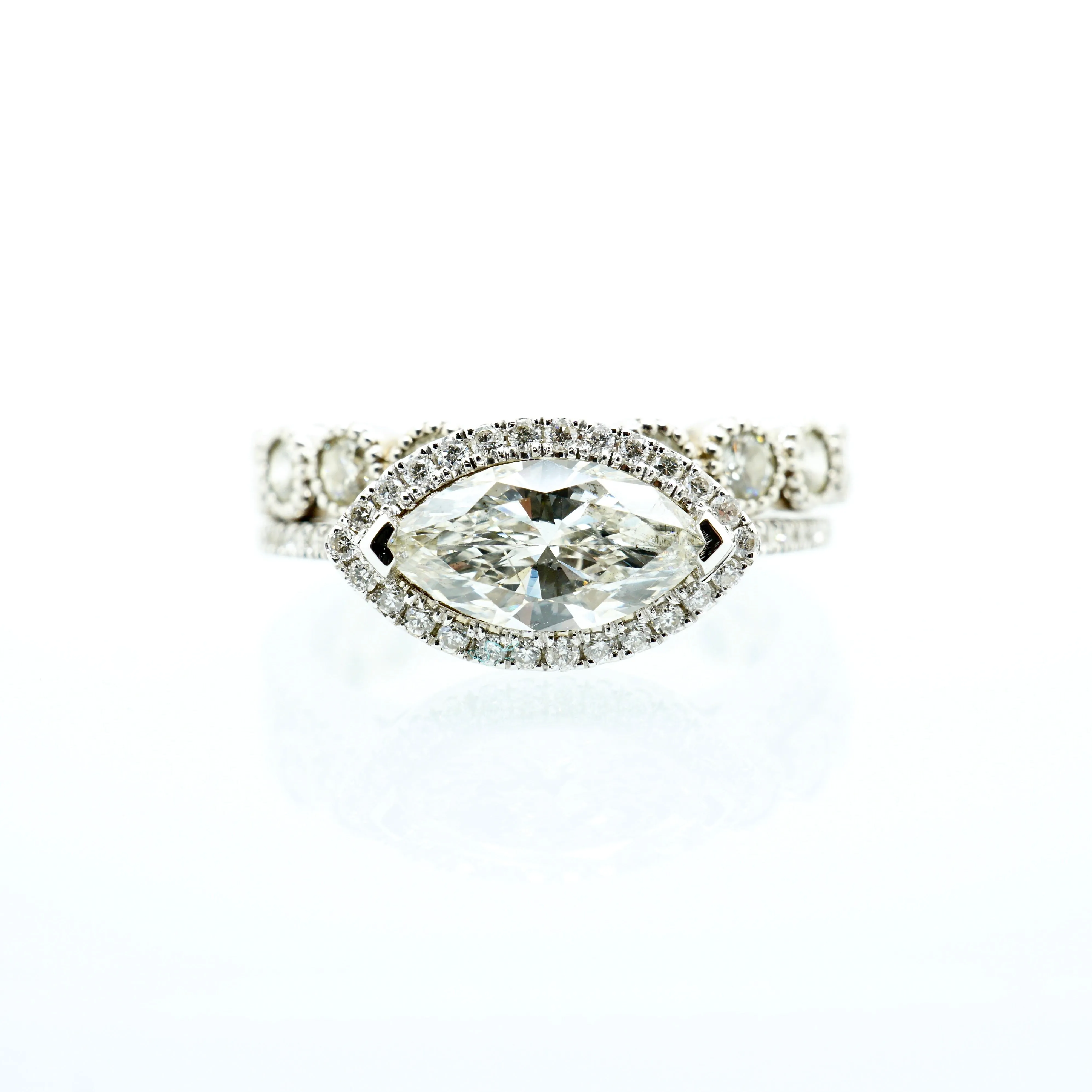 Marquise Diamond Engagement Ring, Marquise Diamond Halo Ring