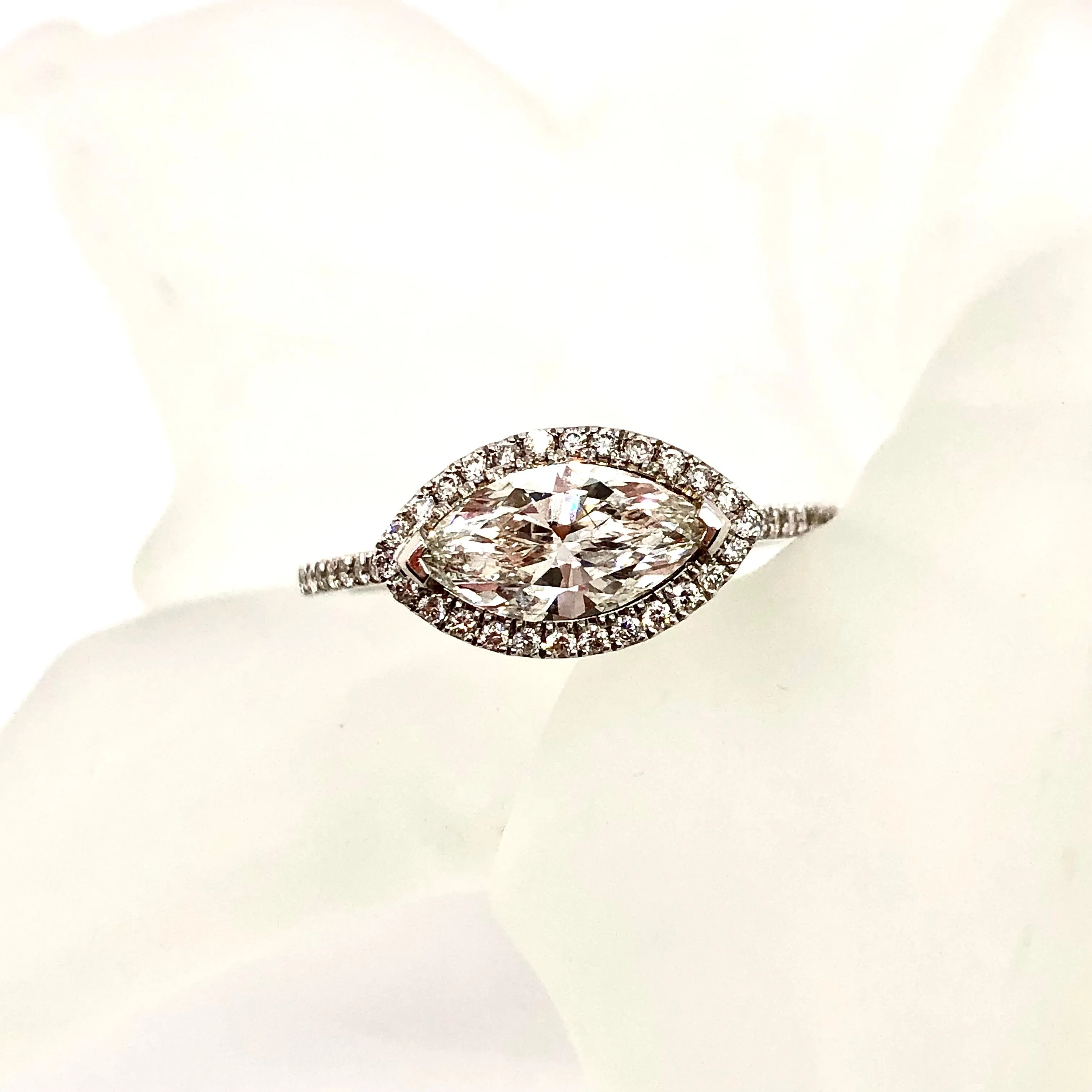 Marquise Diamond Engagement Ring, Marquise Diamond Halo Ring