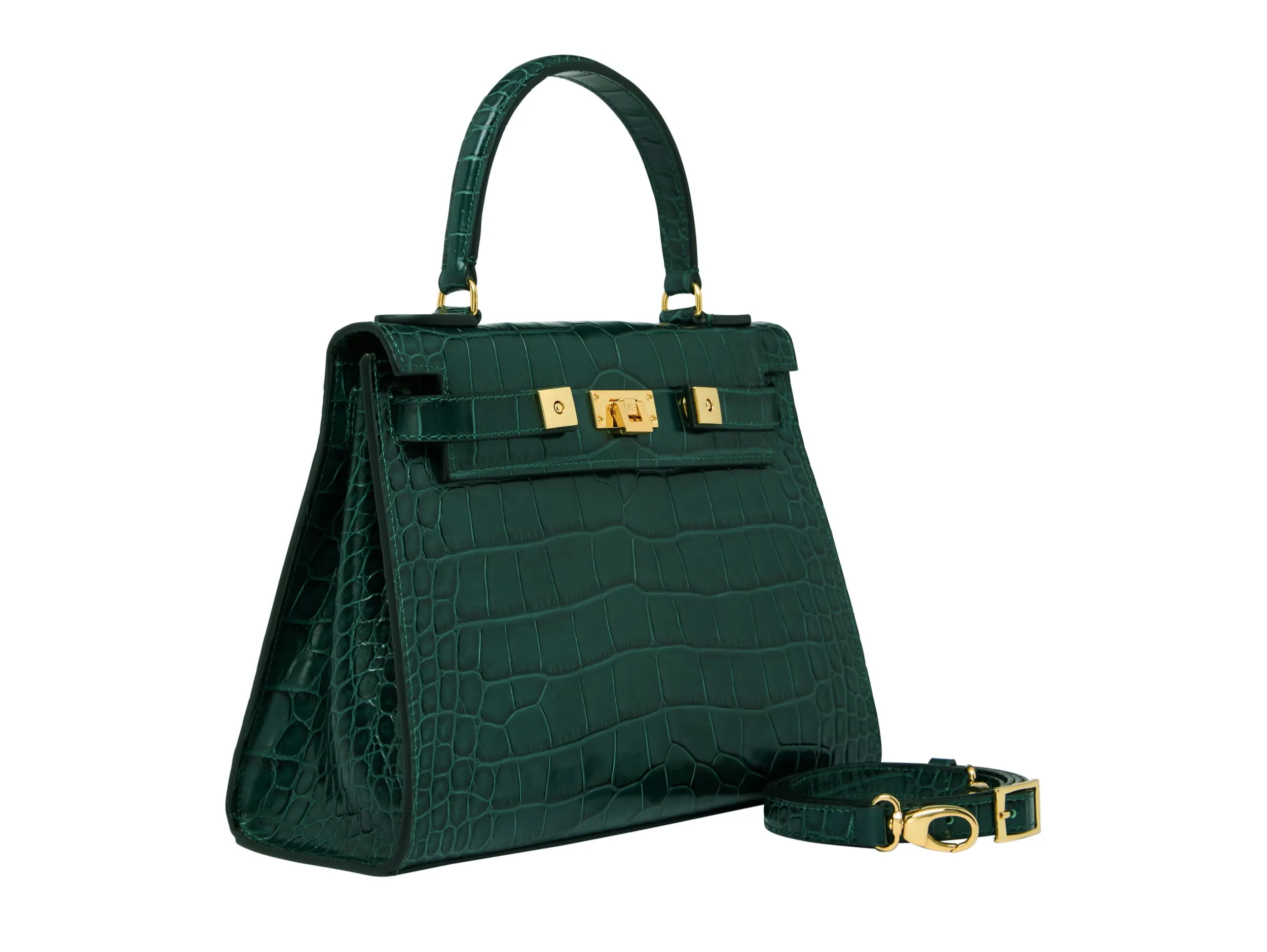 Maya Large Orinoco 'Croc' Print Calf Leather Handbag - Dark Green