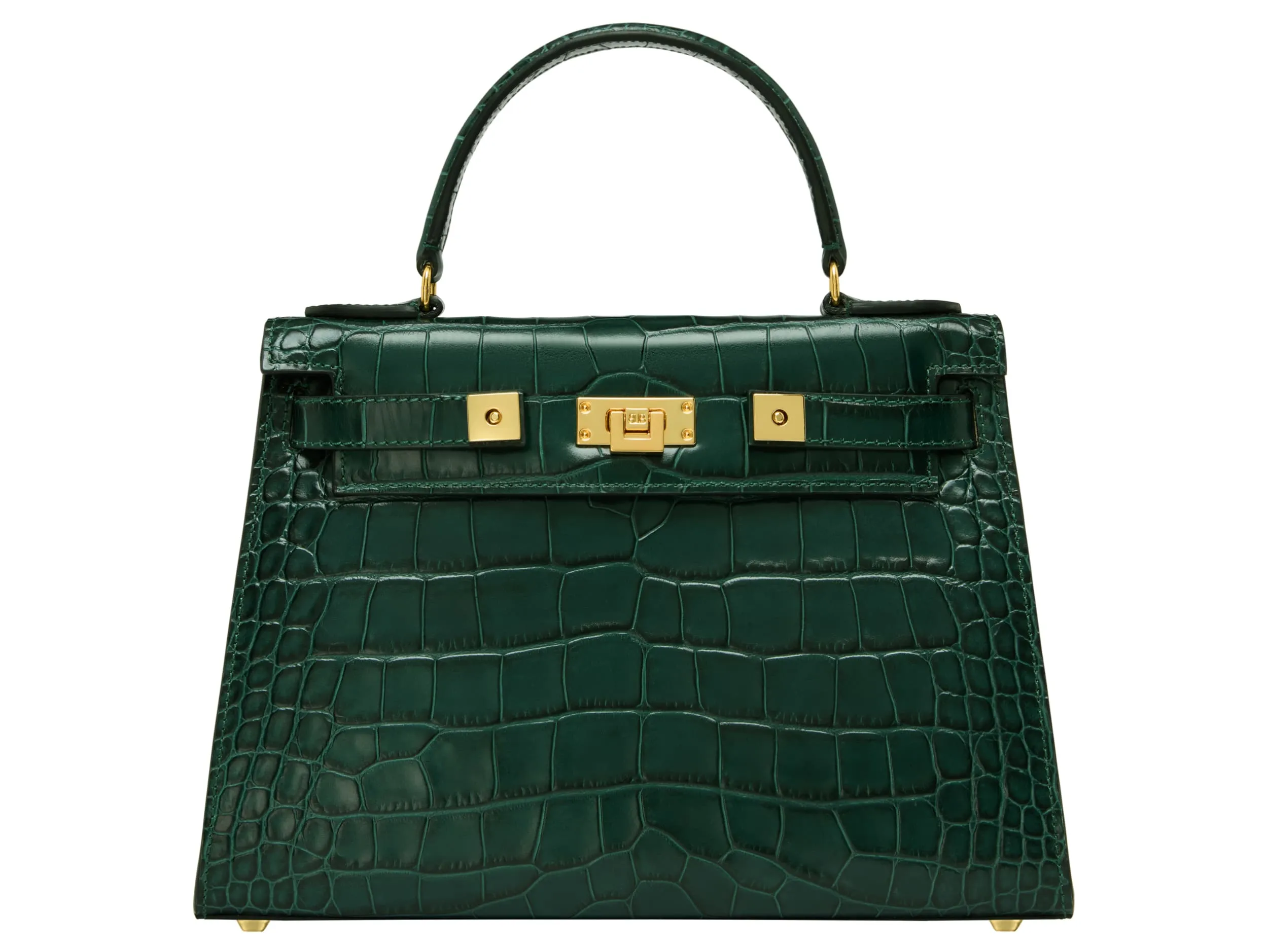 Maya Large Orinoco 'Croc' Print Calf Leather Handbag - Dark Green