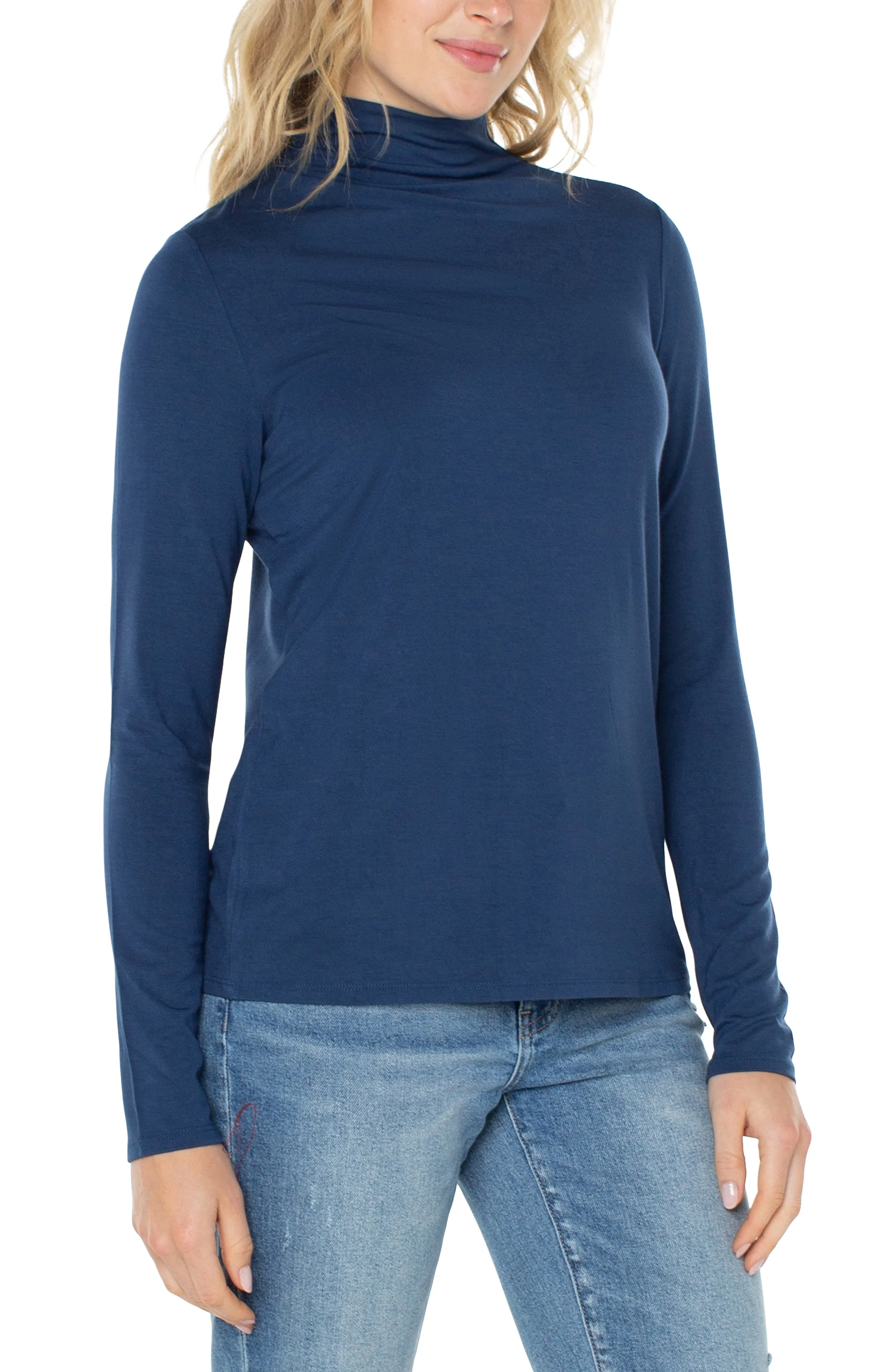 MOCK NECK LONG SLEEVE KNIT TOP