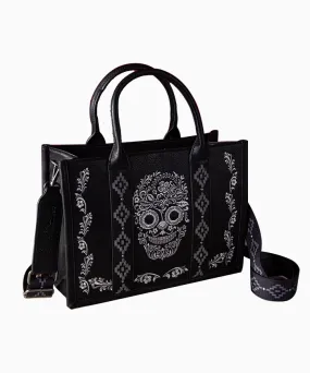 Montana West Embroidered Sugar Skull Tote Bag