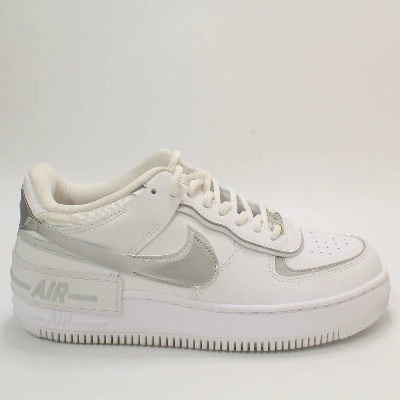 Nike Air Force 1 Shadow White Metallic Silver Pure Platinum Uk Size 6