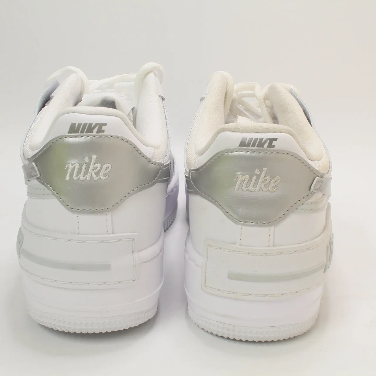 Nike Air Force 1 Shadow White Metallic Silver Pure Platinum Uk Size 6