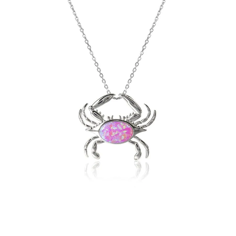 Opal Atlantic Blue Crab Pendant