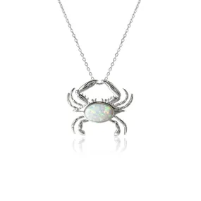 Opal Atlantic Blue Crab Pendant