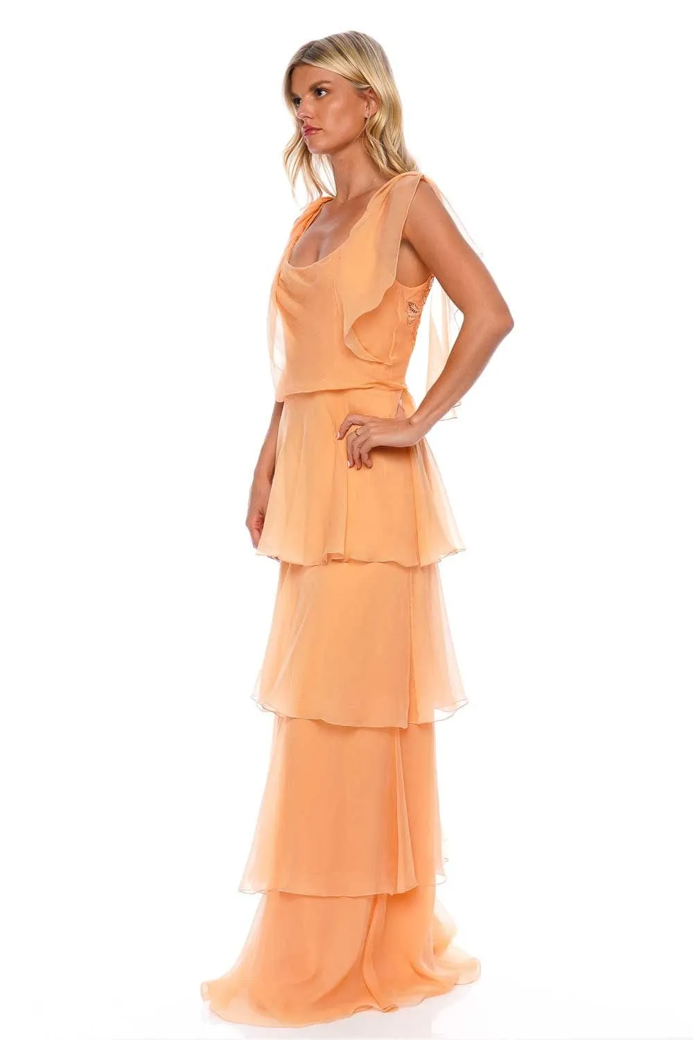 Organic Chiffon Ruffled Maxi Dress