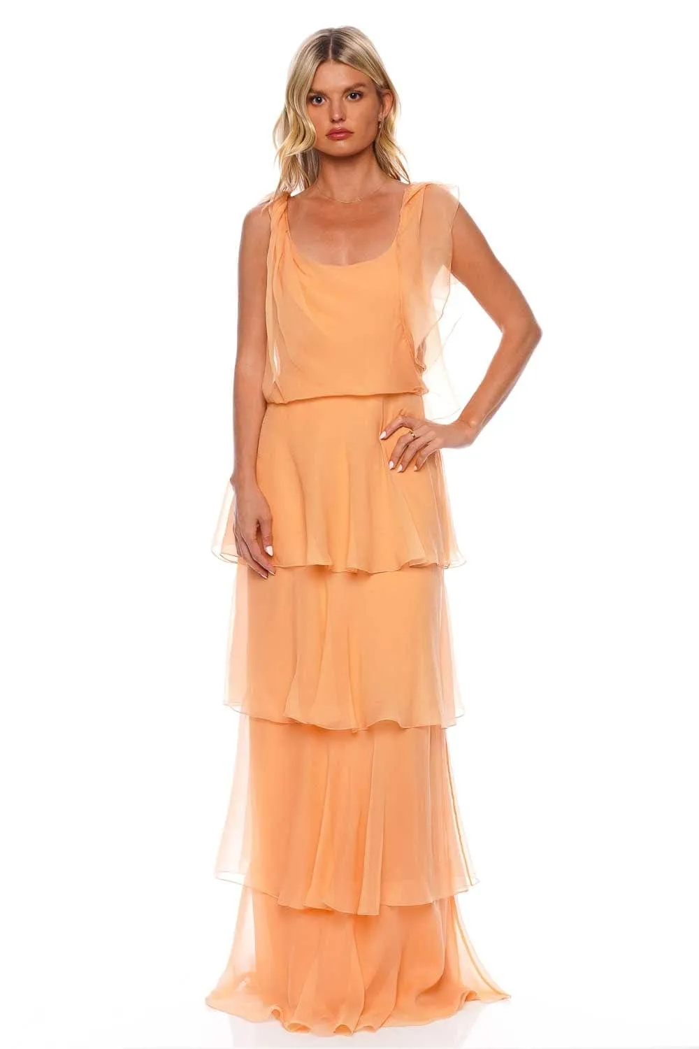 Organic Chiffon Ruffled Maxi Dress